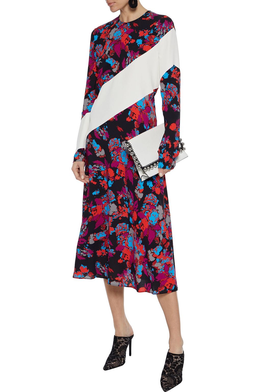 GIVENCHY Paneled floral-print crepe midi dress