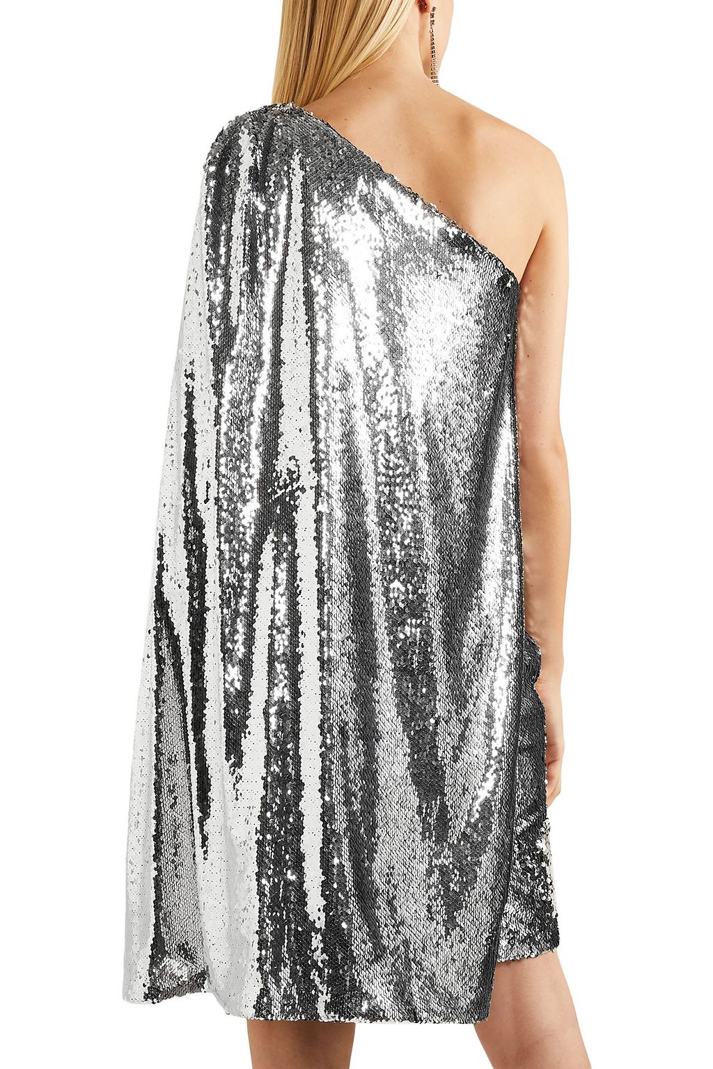 STELLA MCCARTNEY One-shoulder draped sequined crepe de chine mini dress