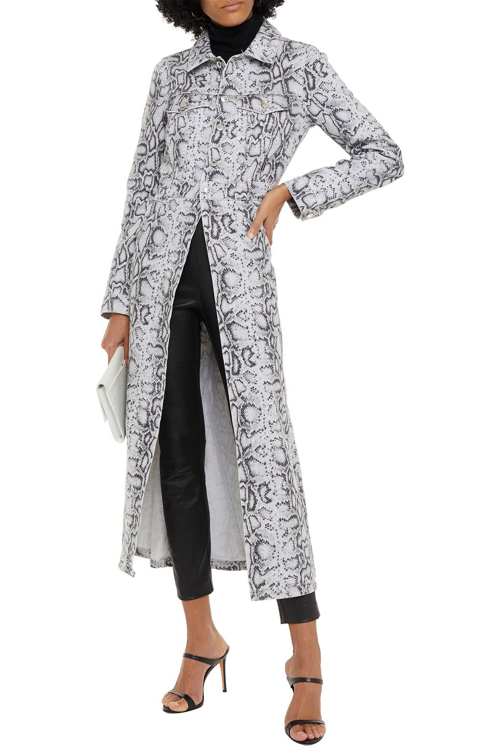 ALEXANDER WANG Snake-print denim trench coat
