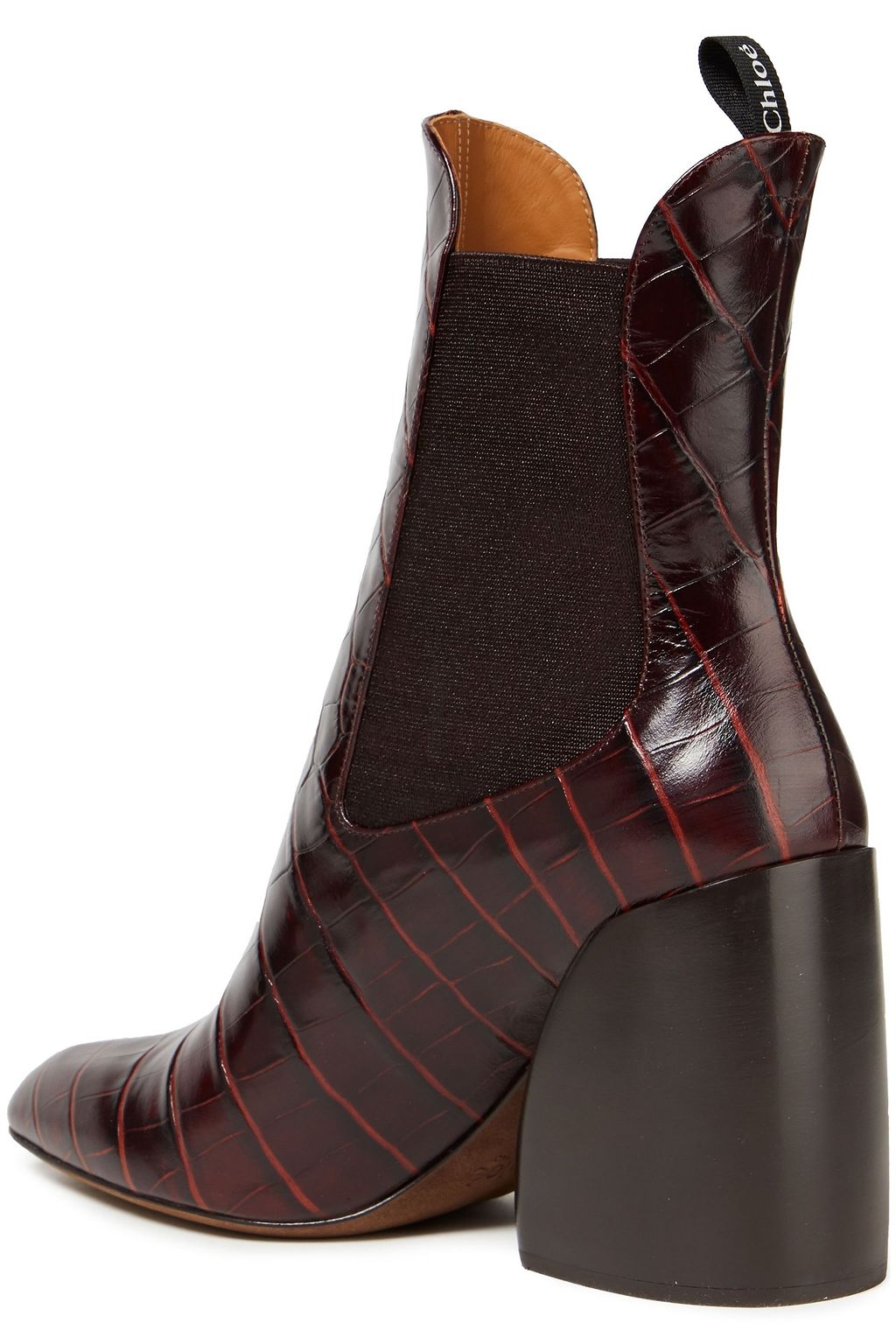 CHLOÉ Wave croc-effect leather ankle boots