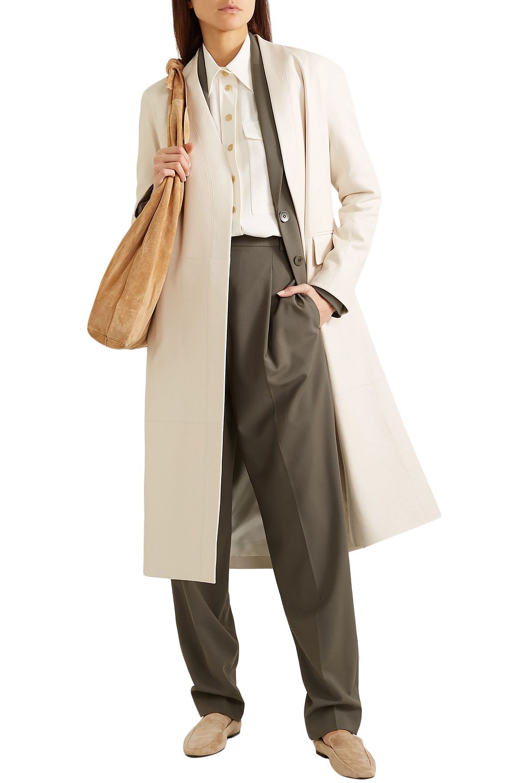 THE ROW Jumo belted textured-leather coat