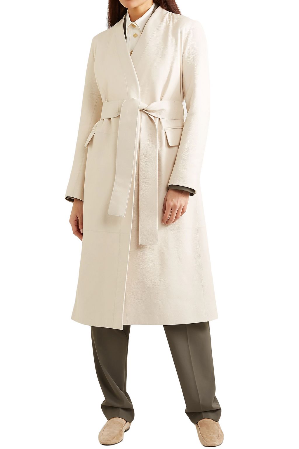 THE ROW Jumo belted textured-leather coat
