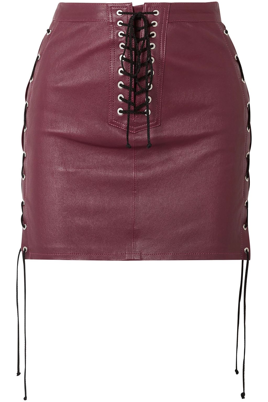 maroon lace up skirt