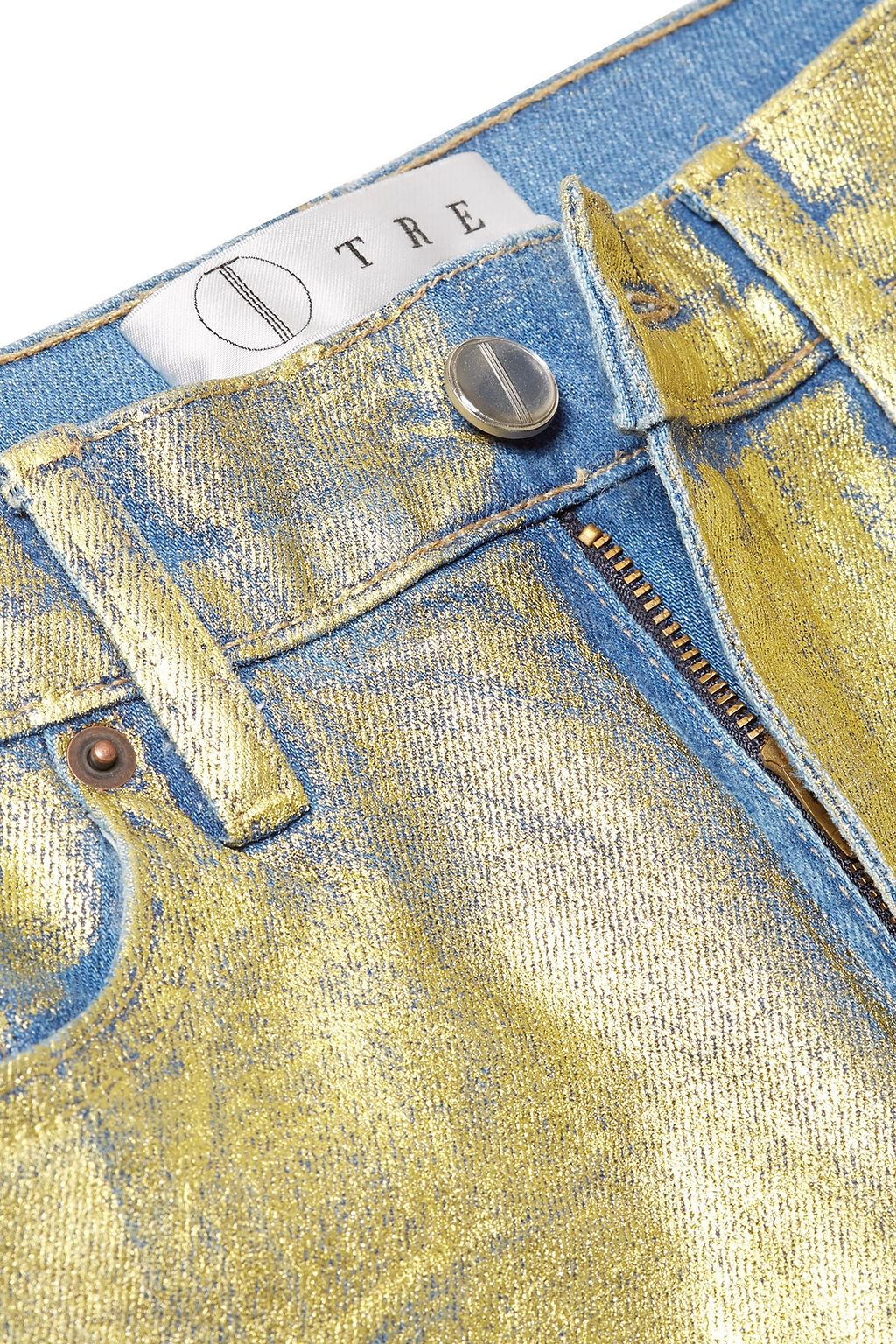 TRE BY NATALIE RATABESI The Gold Edith metallic coated mid-rise skinny jeans