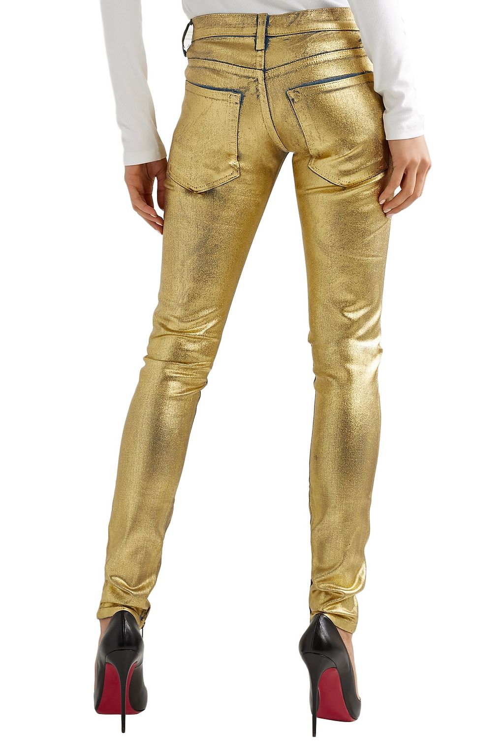 TRE BY NATALIE RATABESI The Gold Edith metallic coated mid-rise skinny jeans