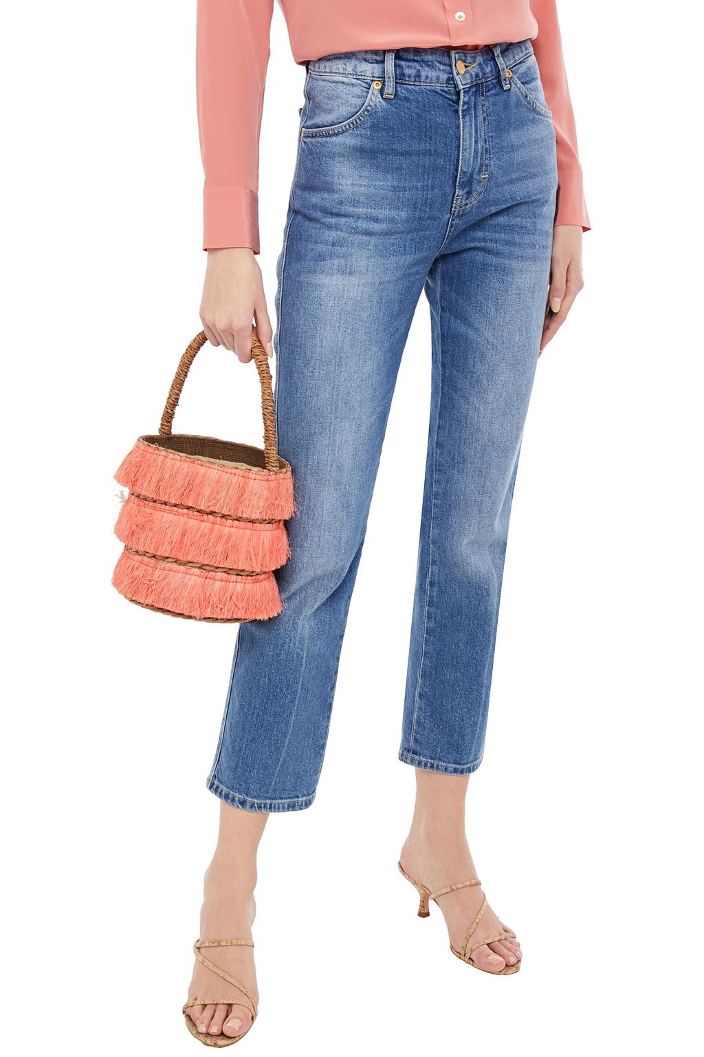KAYU Lolita mini fringed woven straw tote