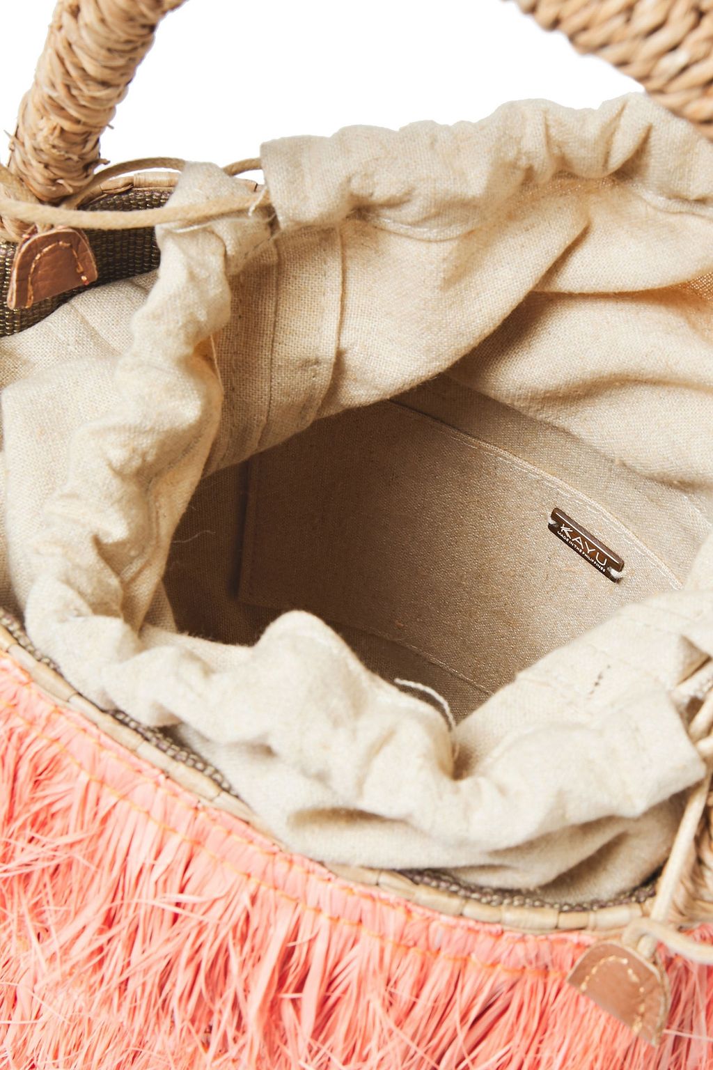 KAYU Lolita mini fringed woven straw tote