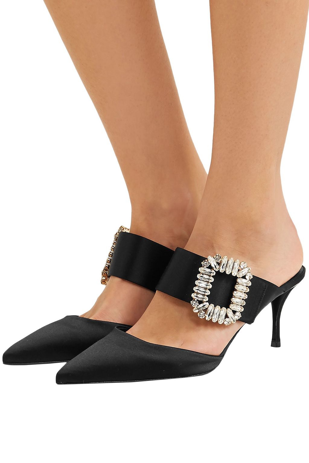 ROGER VIVIER Crystal-embellished satin mules