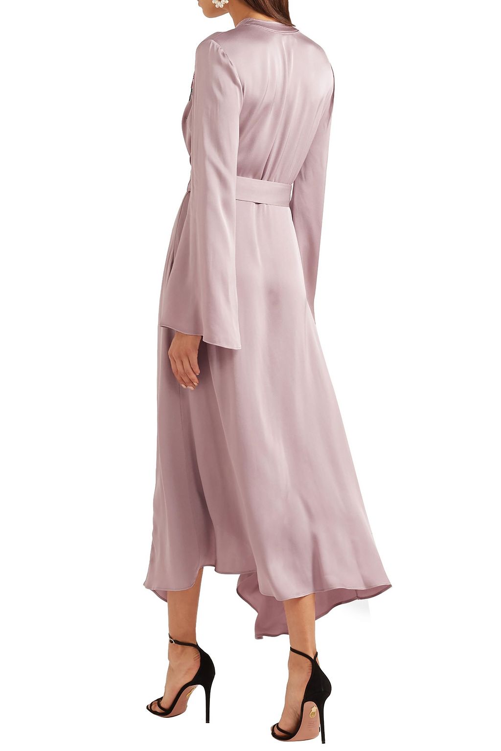 ETRO Wrap-effect embellished hammered-satin midi dress
