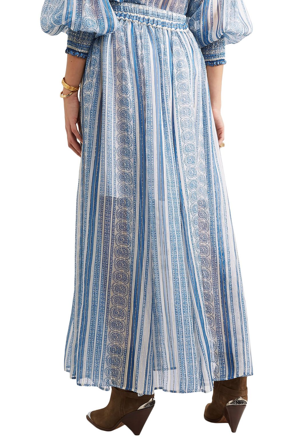PHILOSOPHY DI LORENZO SERAFINI Metallic printed silk-blend gauze midi skirt