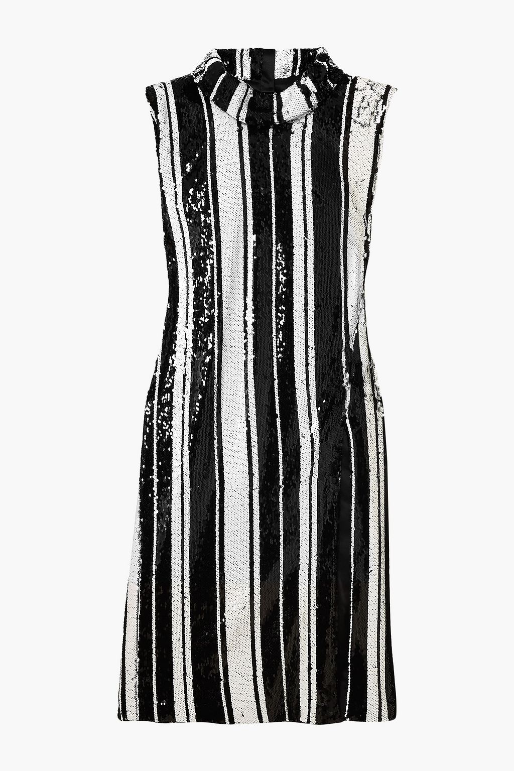 black and white striped sequin dress