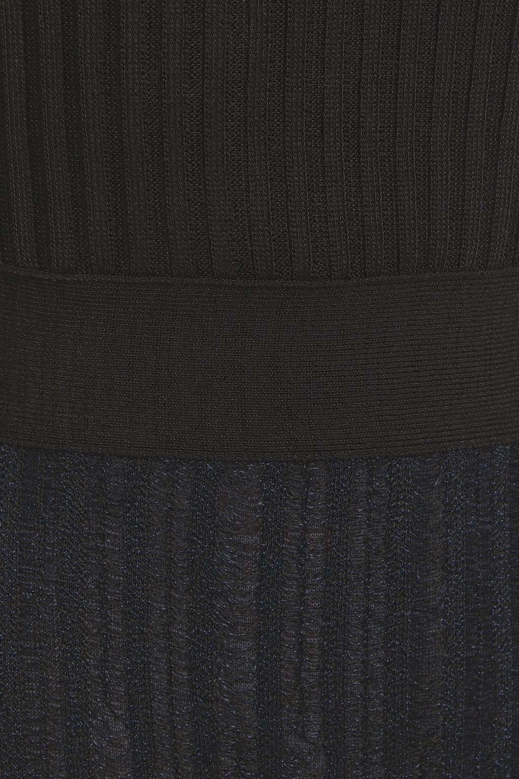 HERVÉ LÉGER Ribbed and distressed metallic crochet-knit mini dress