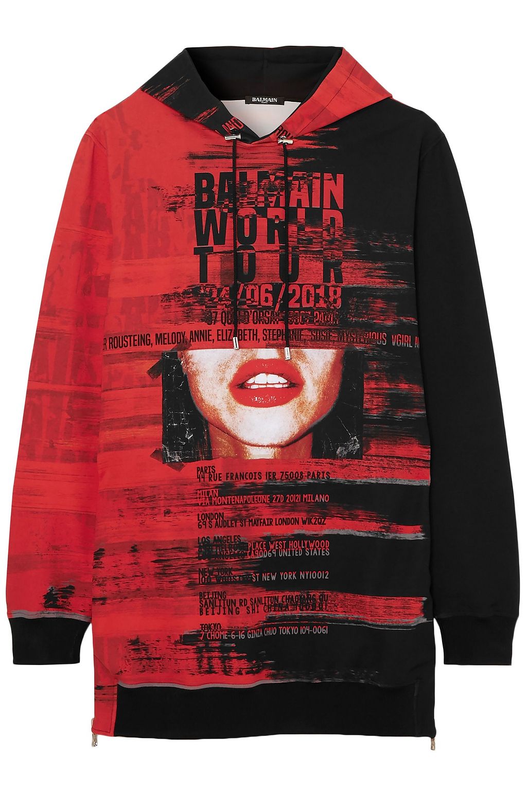 BALMAIN Printed neoprene hoodie THE OUTNET