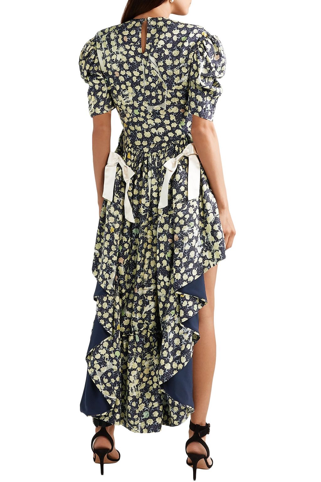 PREEN BY THORNTON BREGAZZI Sammie asymmetric satin-trimmed printed silk-blend jacquard mini dress