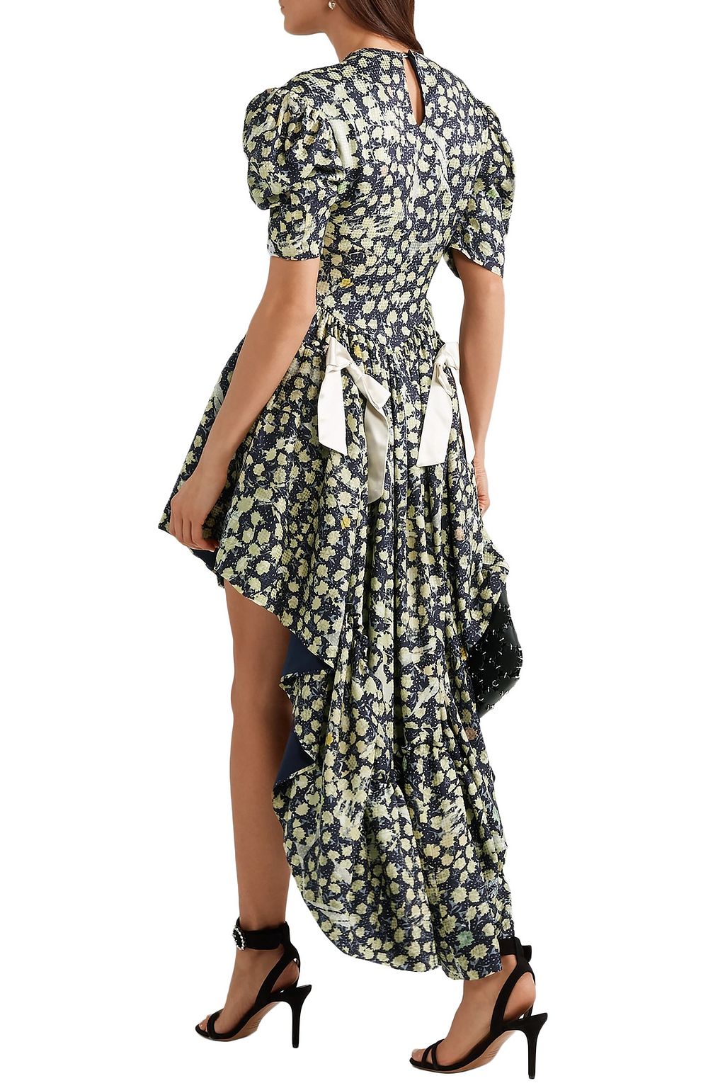 PREEN BY THORNTON BREGAZZI Sammie asymmetric satin-trimmed printed silk-blend jacquard mini dress