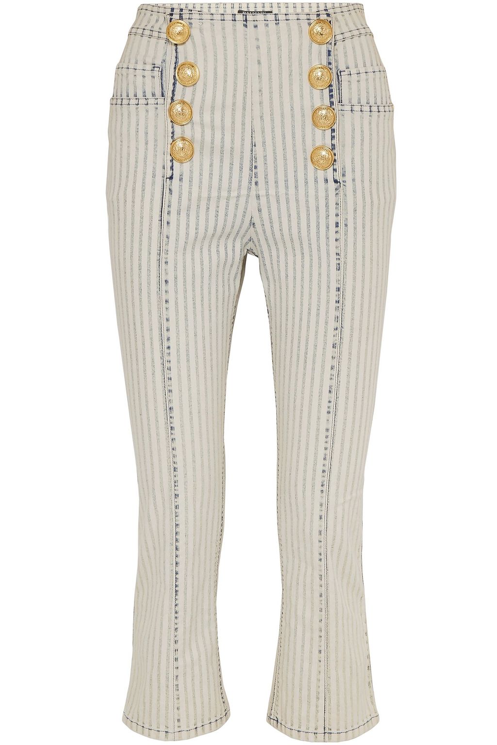 balmain striped high waisted flare pants