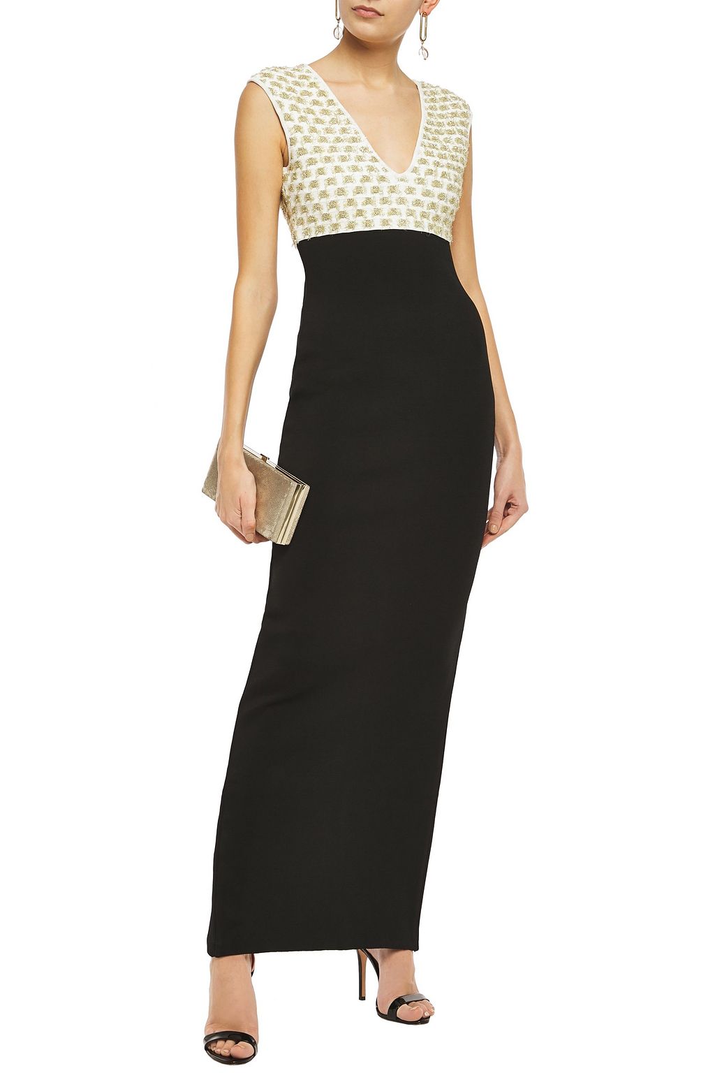 HERVÉ LÉGER Fil coupé stretch-knit and bandage gown