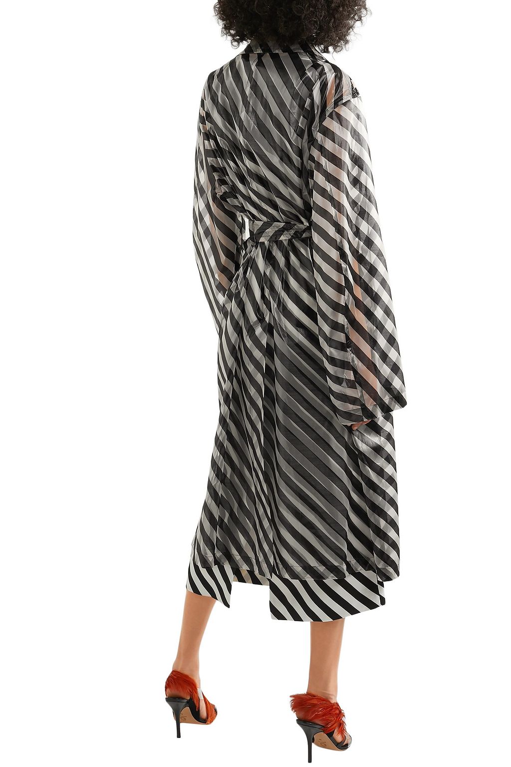 DRIES VAN NOTEN Striped organza trench coat