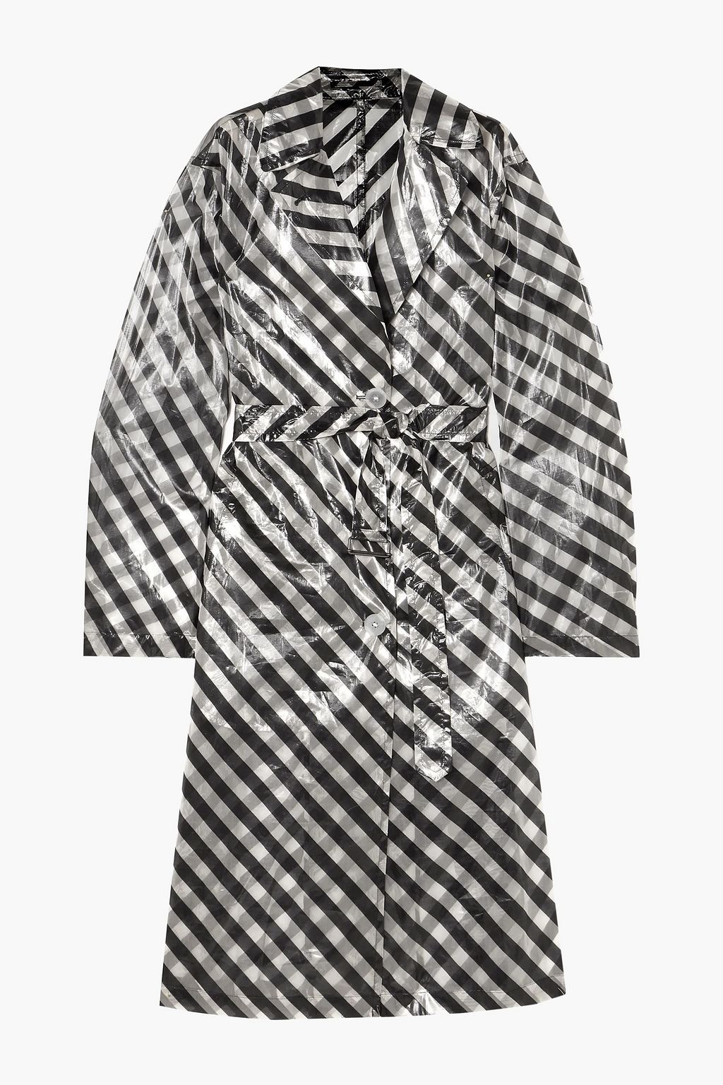 Black Striped organza trench coat 