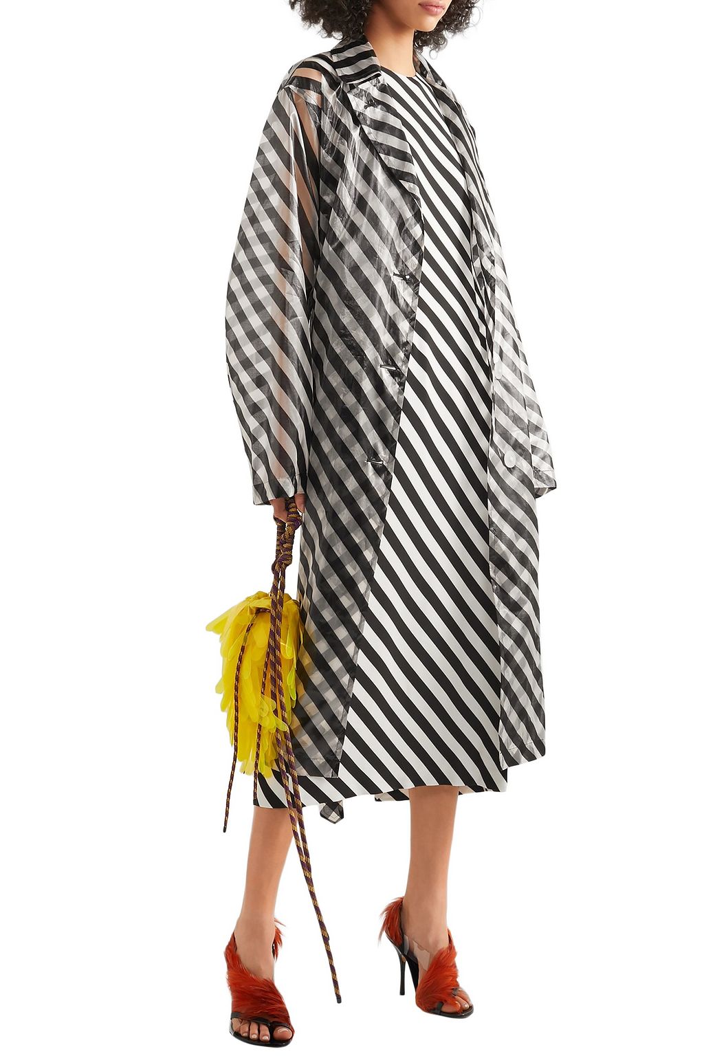 DRIES VAN NOTEN Striped organza trench coat