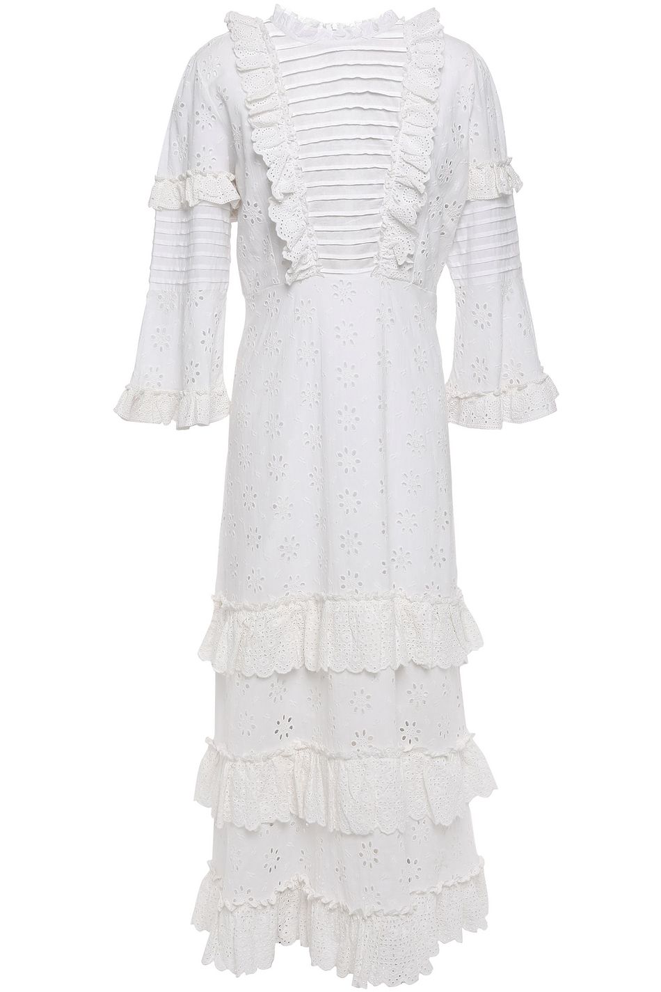 white broderie midi dress