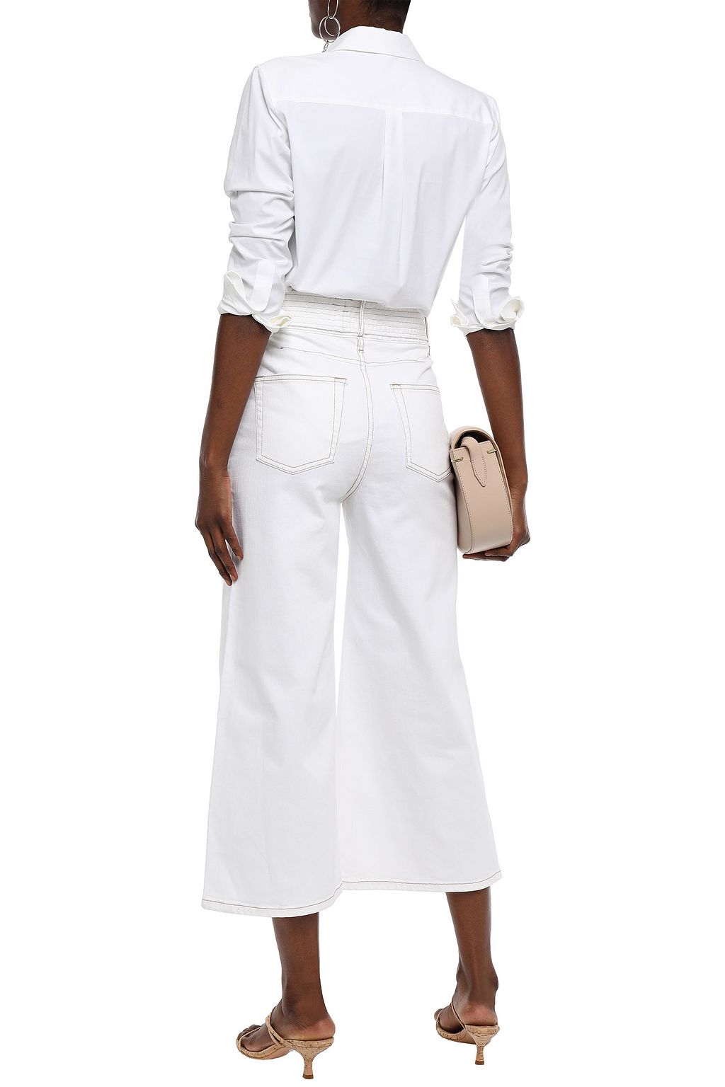 JOIE Gadina cropped belted high-rise wide-leg jeans
