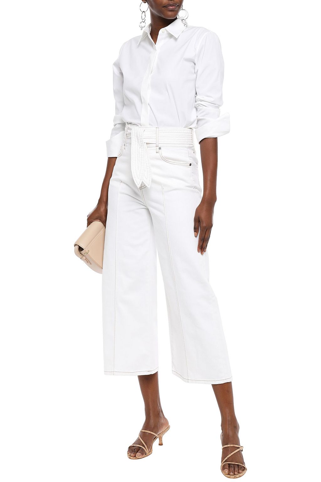 JOIE Gadina cropped belted high-rise wide-leg jeans