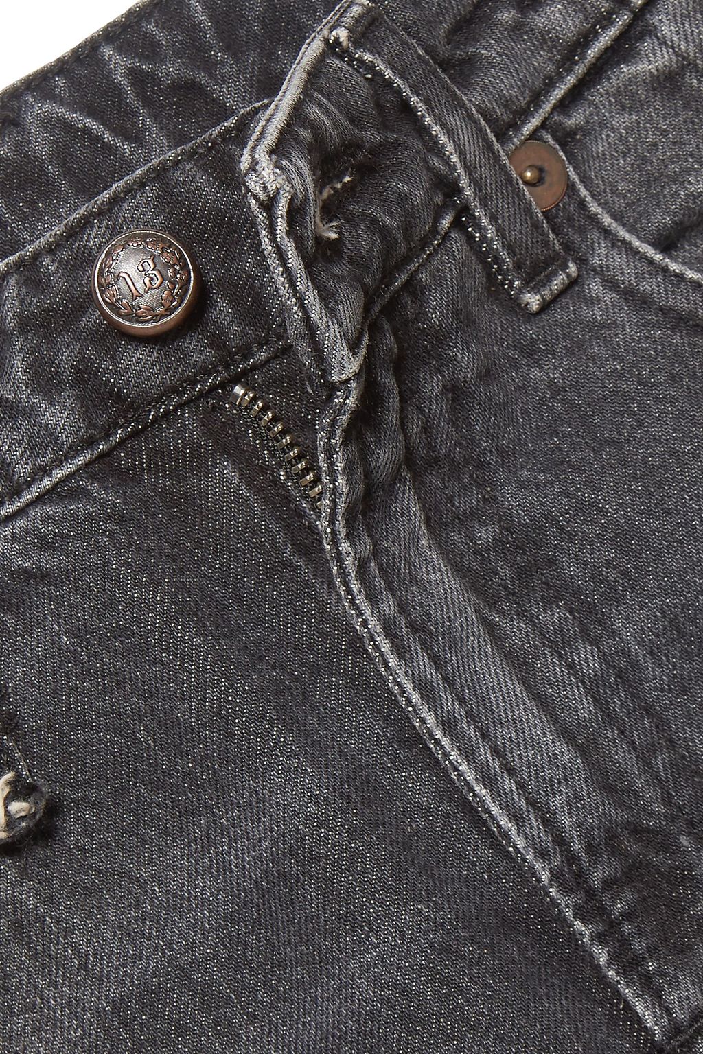 R13 Spiral Kick distressed mid-rise kick-flare jeans