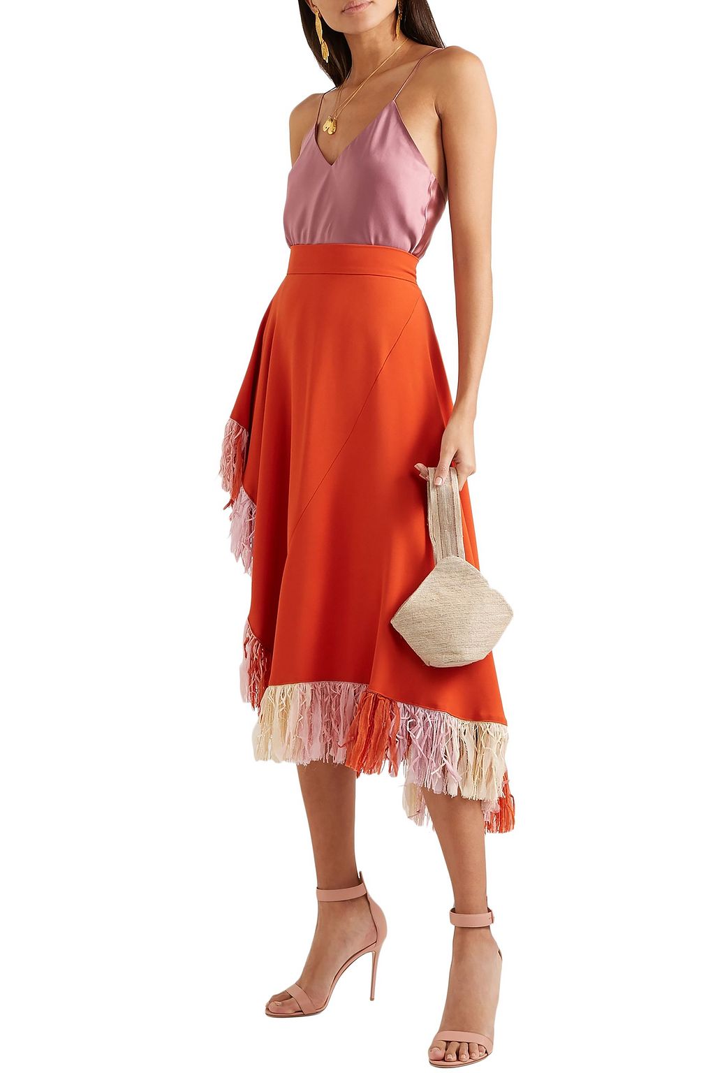 ESTEBAN CORTAZAR Fringed jersey skirt