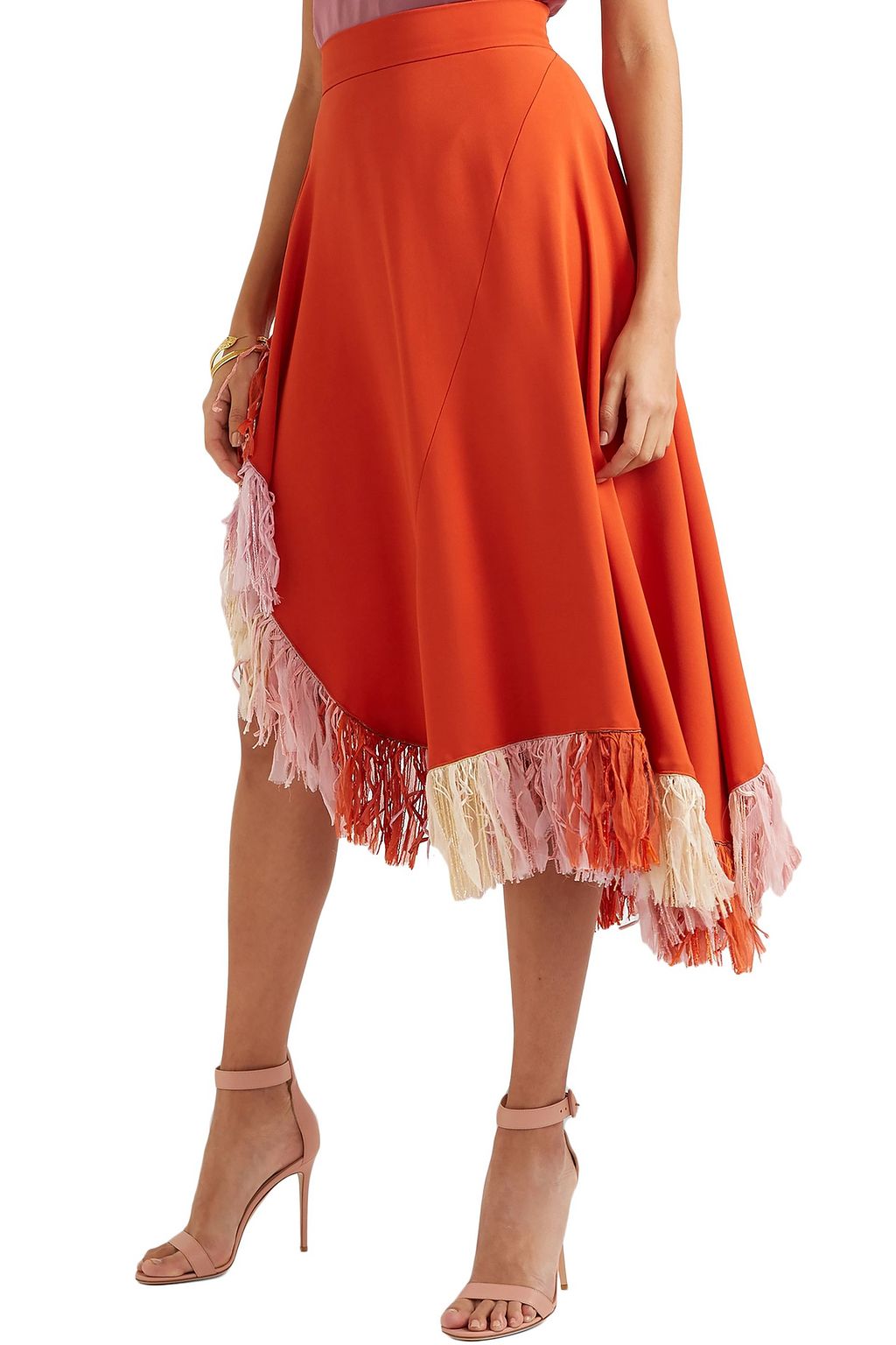 ESTEBAN CORTAZAR Fringed jersey skirt