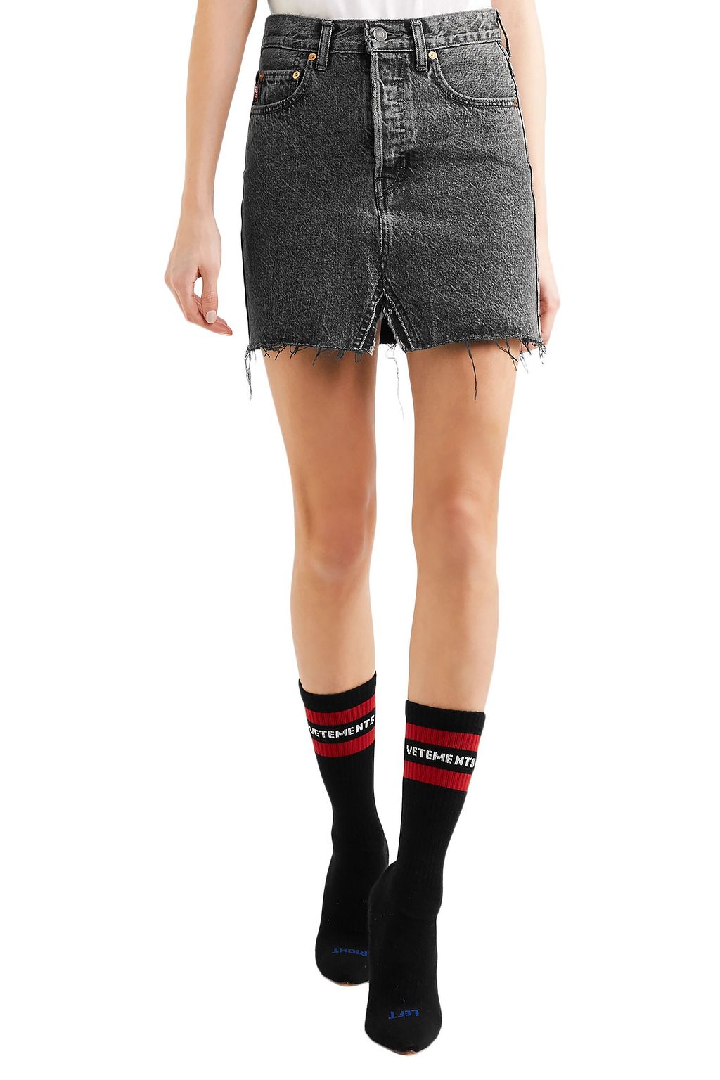 VETEMENTS X LEVI'S + Levi's frayed denim mini skirt