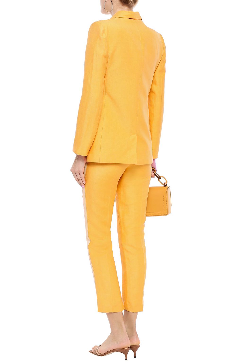 LES HÉROÏNES BY VANESSA COCCHIARO Cropped linen-blend shantung tapered pants