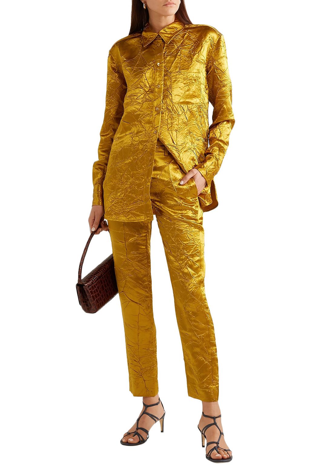 SIES MARJAN Sander crinkled satin-twill shirt