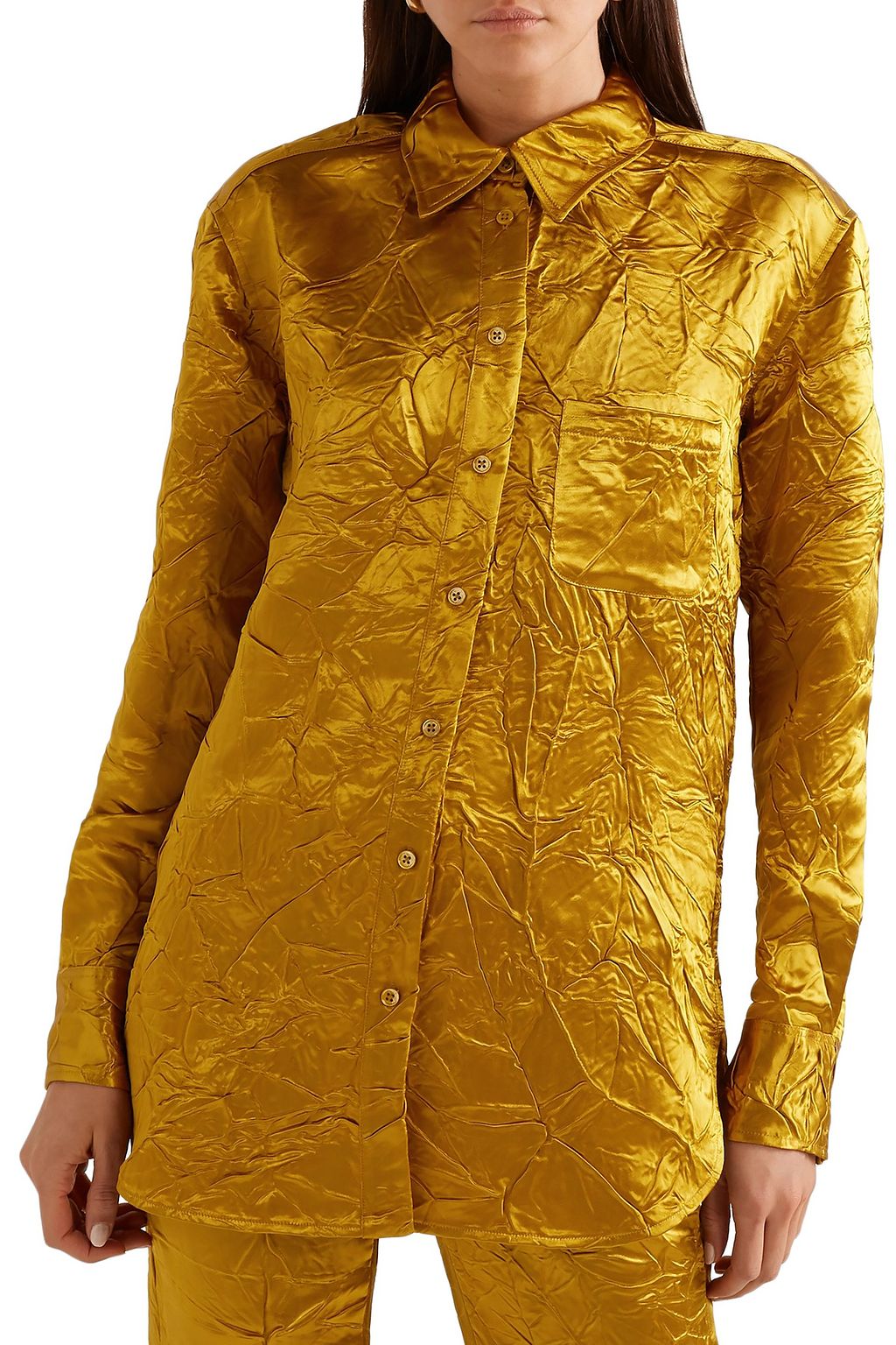 SIES MARJAN Sander crinkled satin-twill shirt
