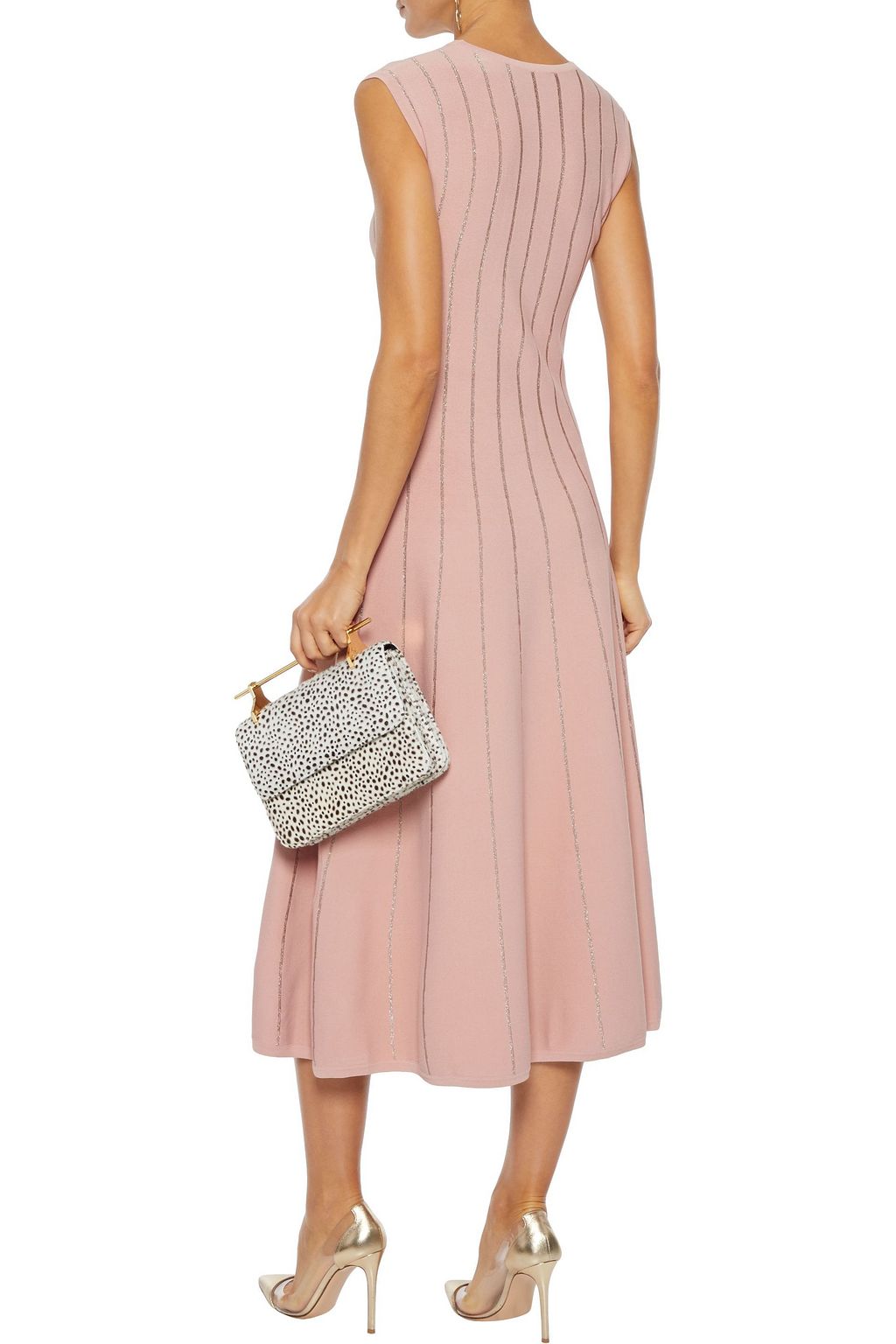 ROKSANDA Tovi metallic striped stretch-knit midi dress