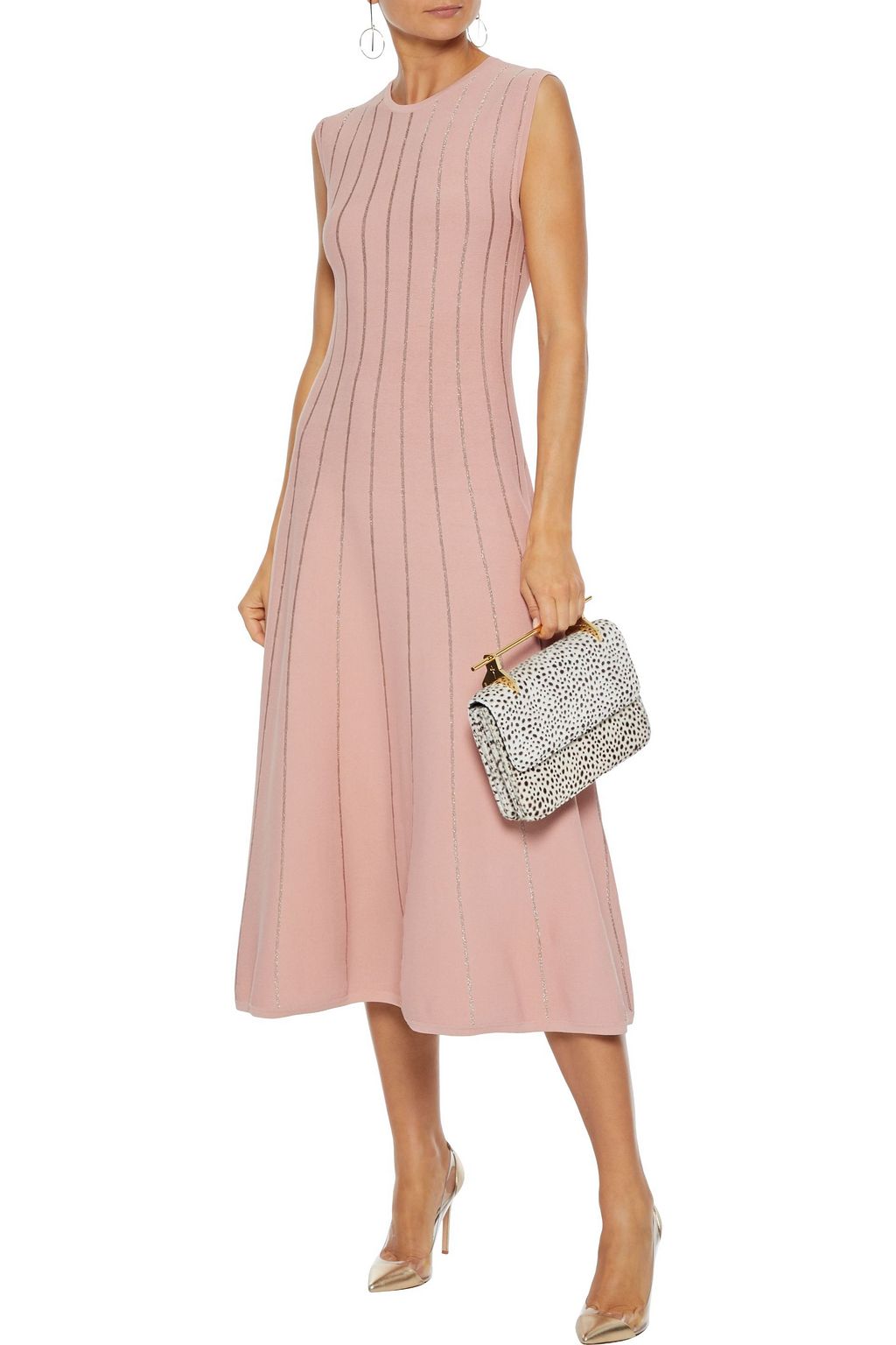 ROKSANDA Tovi metallic striped stretch-knit midi dress