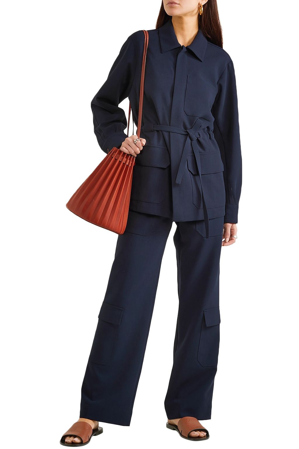 DEVEAUX Wool straight-leg pants