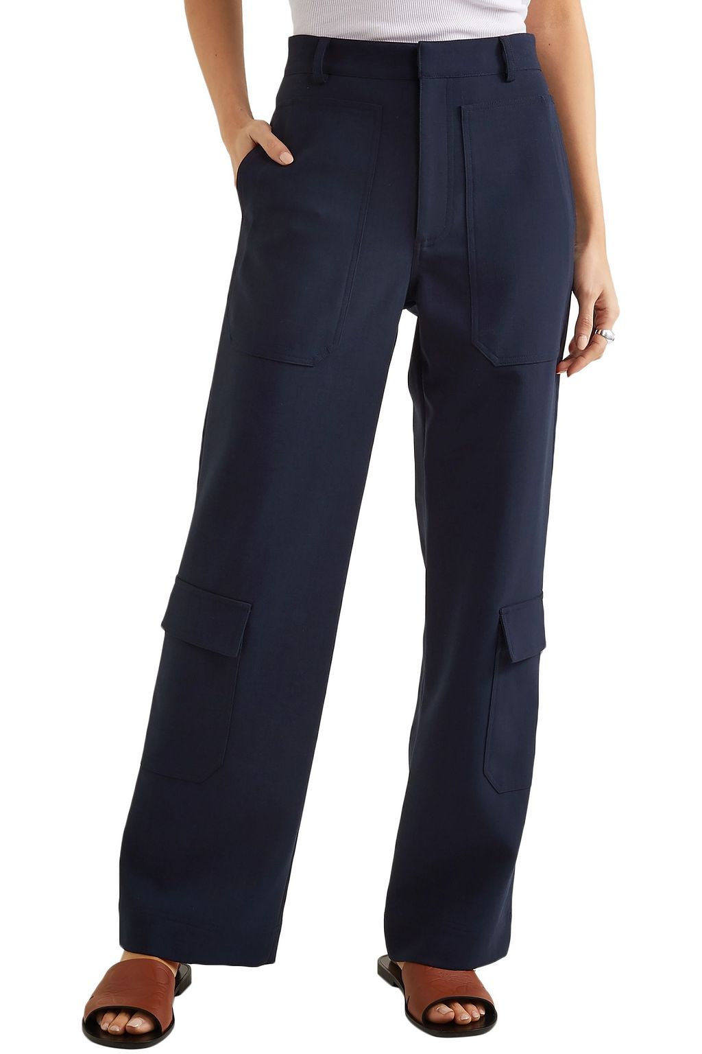 DEVEAUX Wool straight-leg pants