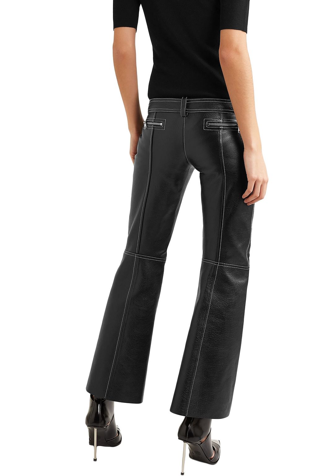 MCQUEEN Zip-detailed textured-leather straight-leg pants