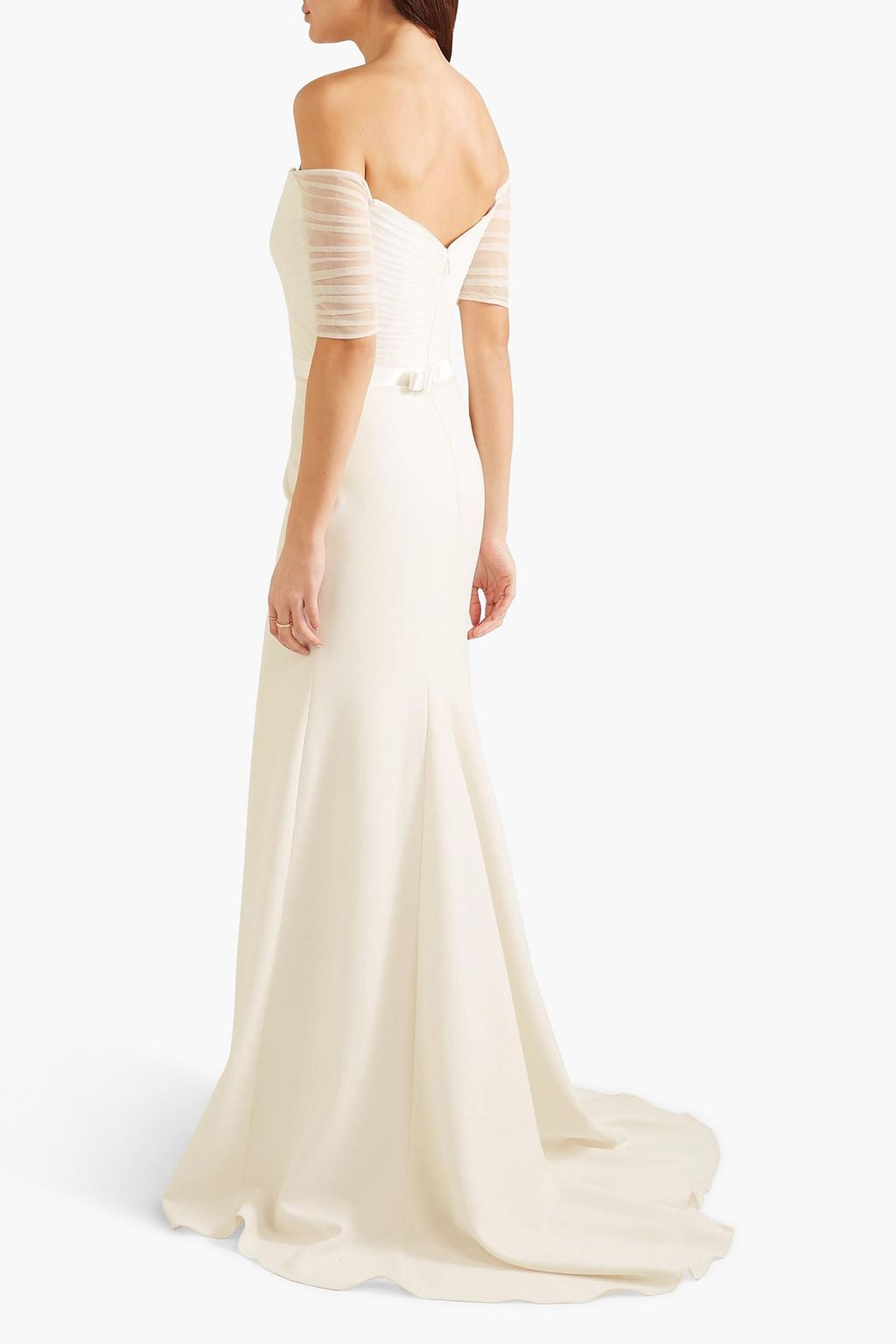 JENNY PACKHAM Venus off-the-shoulder tulle and cady bridal gown