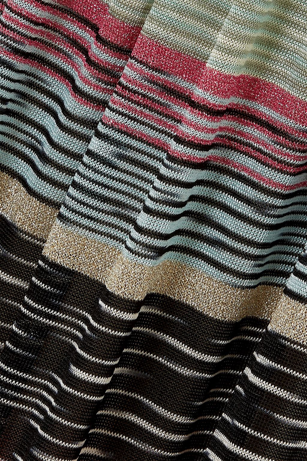 MISSONI Striped metallic crochet-knit midi dress