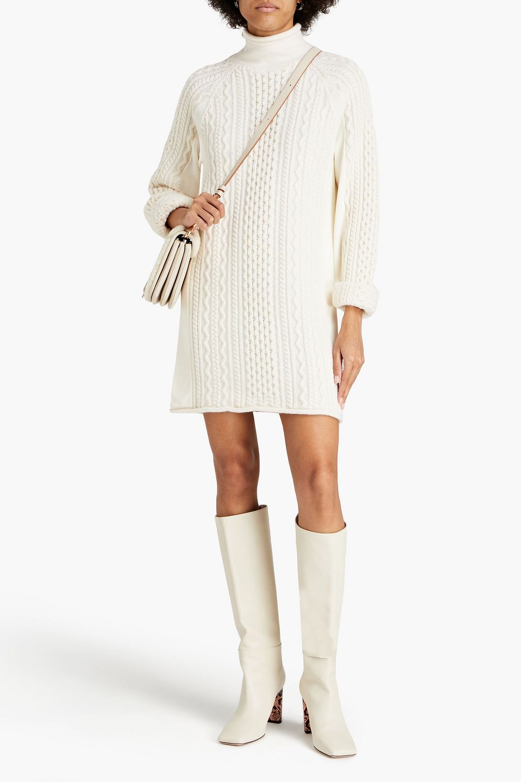 CHLOÉ Cable-knit wool and Alpaca-blend mini dress