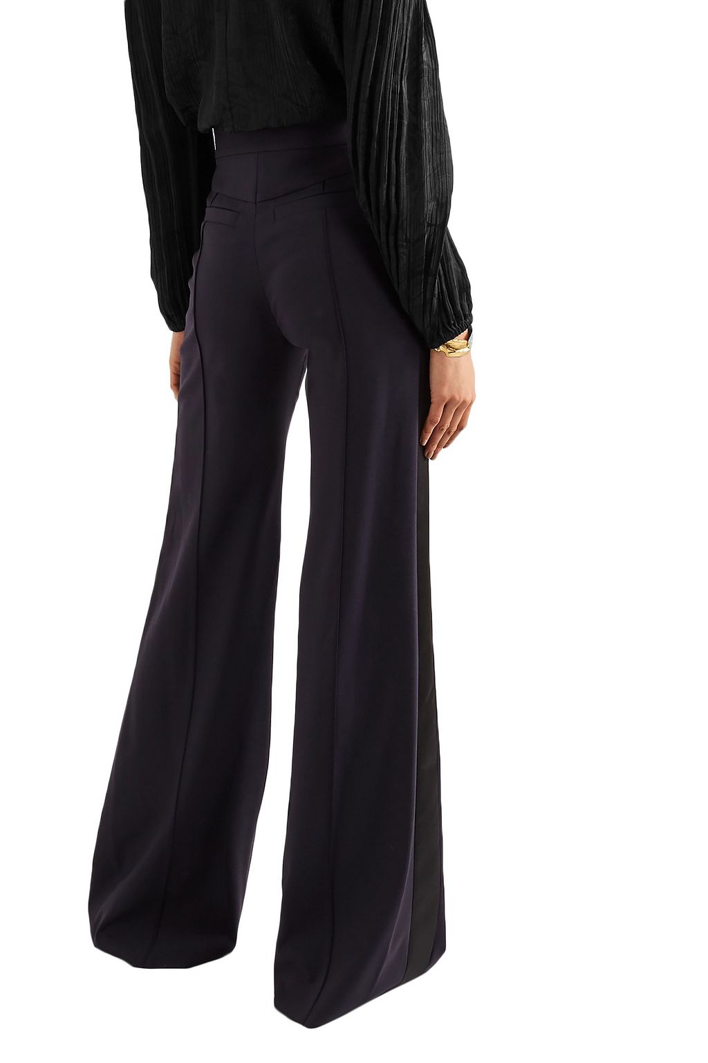 CHLOÉ Satin-trimmed stretch-wool wide-leg pants | THE OUTNET