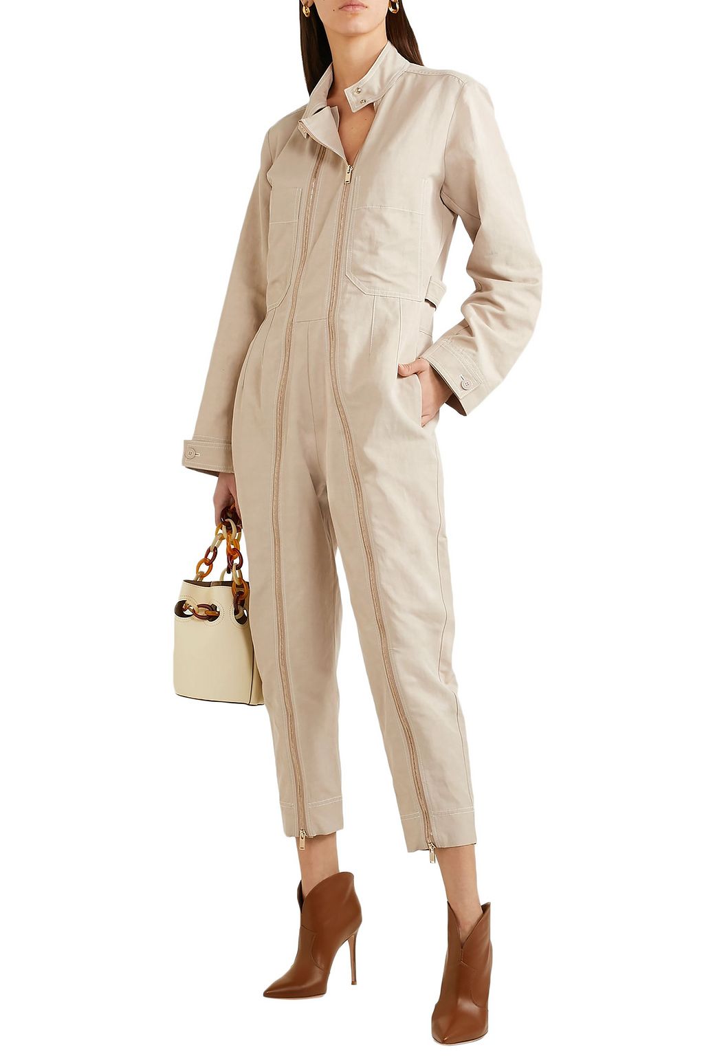 STELLA MCCARTNEY Cropped zip-detailed twill jumpsuit