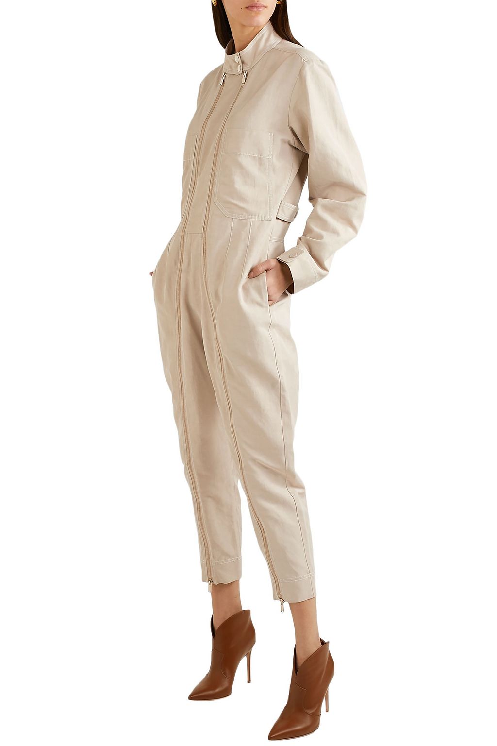 STELLA MCCARTNEY Cropped zip-detailed twill jumpsuit