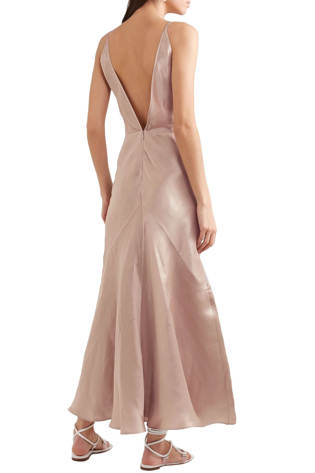 GABRIELA HEARST Bridget linen and silk-blend satin midi dress