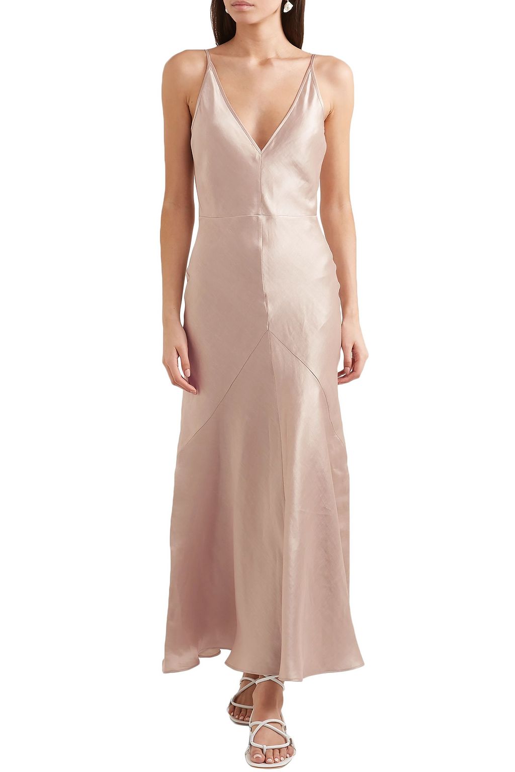 GABRIELA HEARST Bridget linen and silk-blend satin midi dress