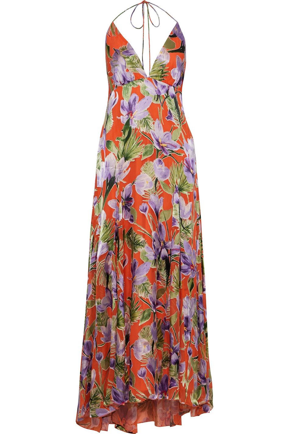 satin halterneck maxi dress