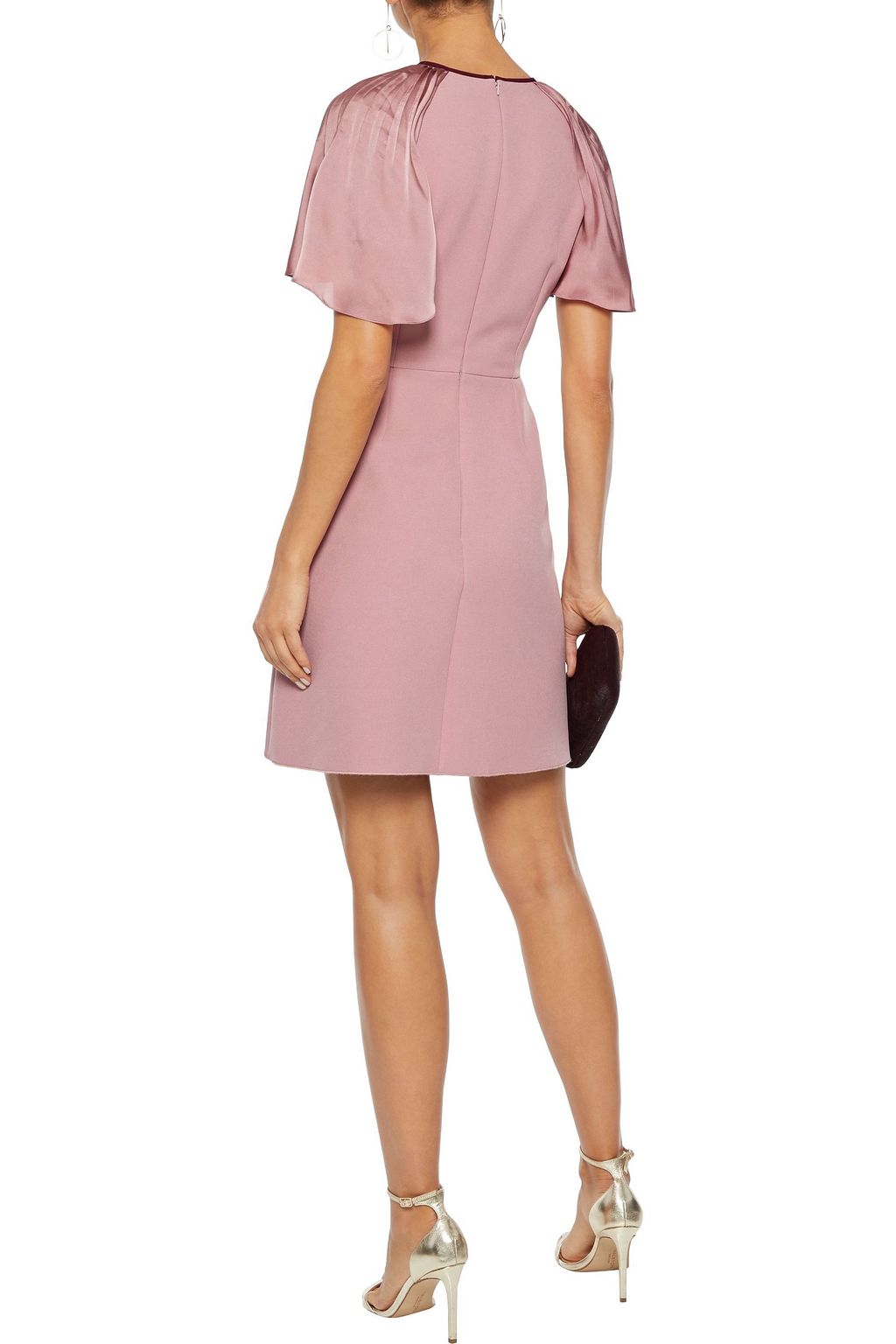 ROKSANDA Pleated satin-paneled cady mini dress