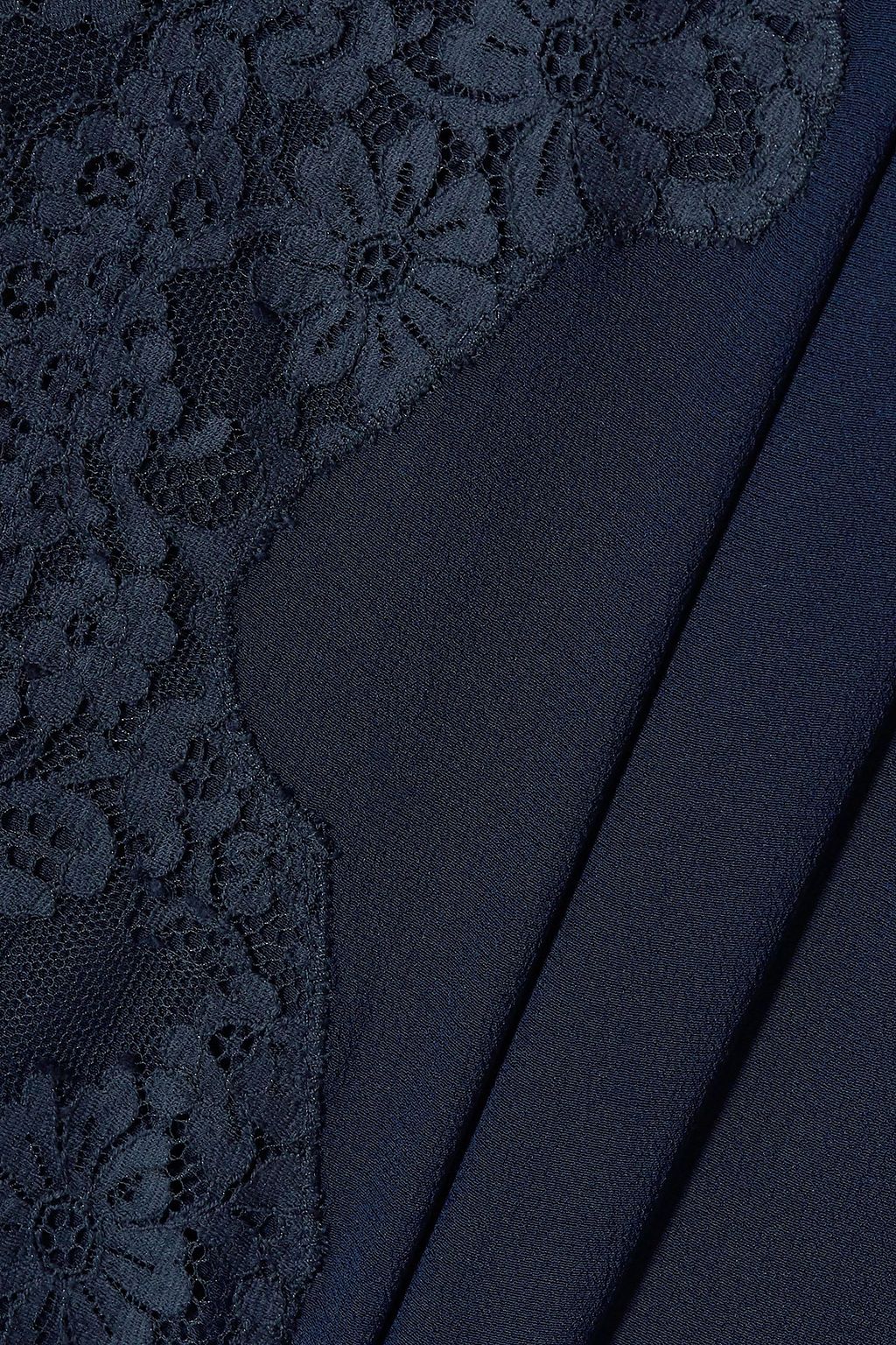 CHLOÉ Lace-trimmed silk crepe de chine midi dress